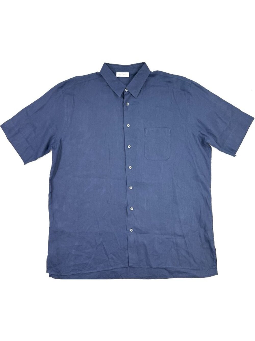 Gran Sasso Mens 100% Linen Shirt Short Sleeve Size IT EU 60 US 50 4XL Navy Italy